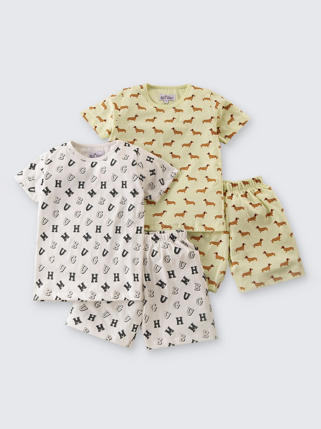 

Nite Flite Pack Of 2 Boys Conversational Printed Night suit, White
