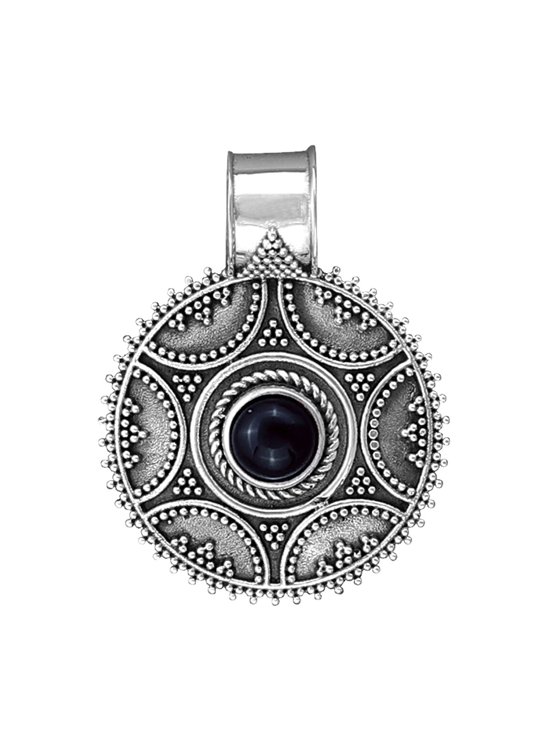 

Exotic India Black Onyx Gemstone Sterling Silver Designer Pendant