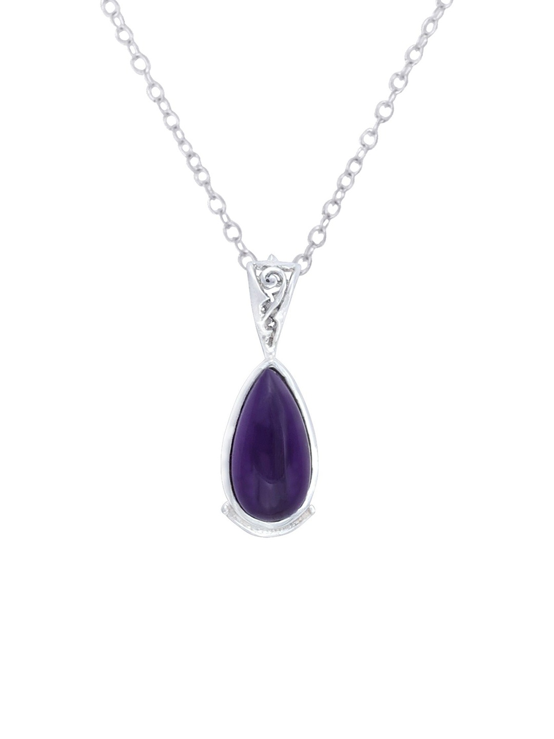 

Exotic India Precious Amethyst Gemstone Sterling Silver Studded Pendant