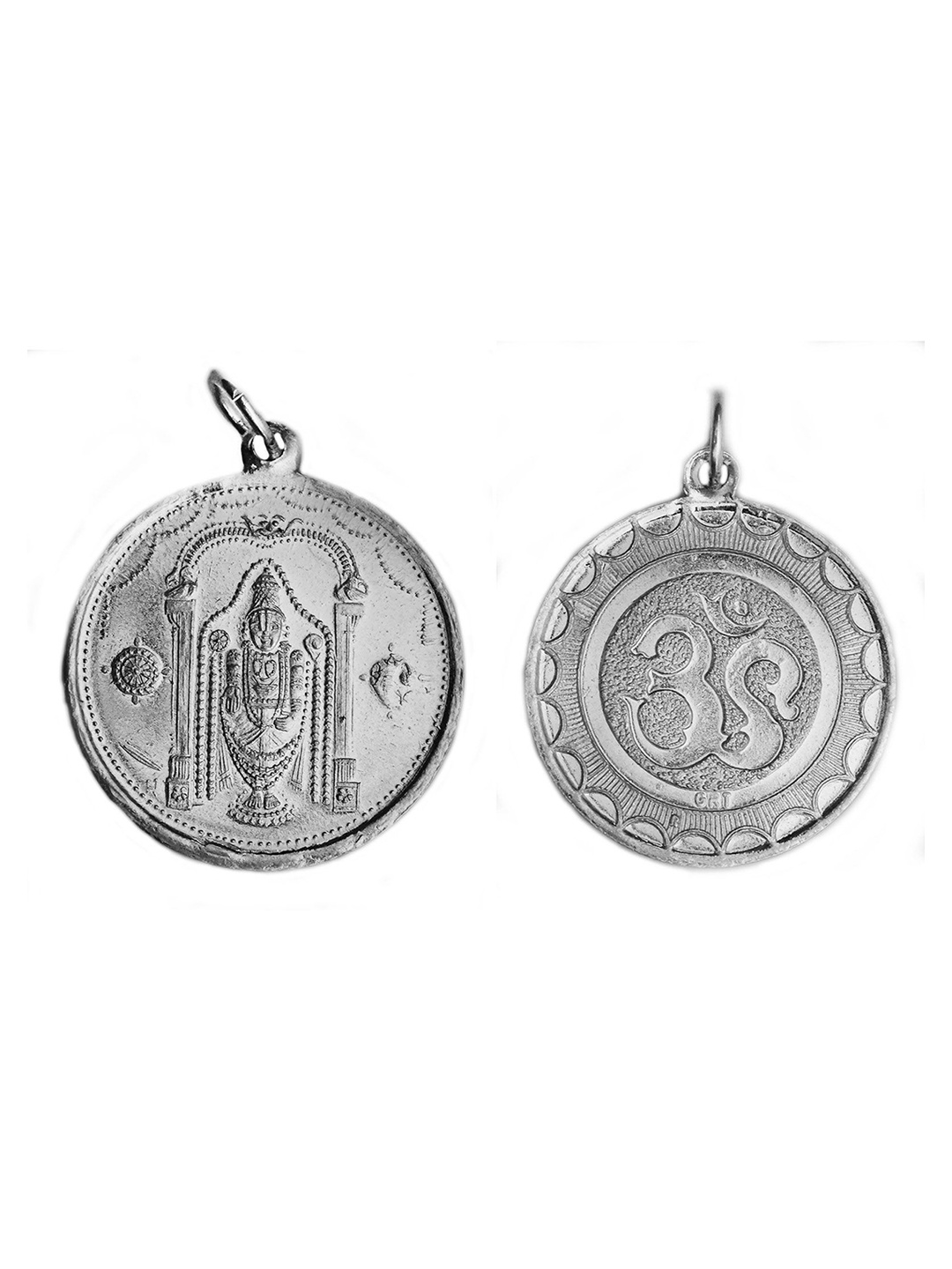 

Exotic India Sterling Silver Perumal with OM (AUM) on Reverse Pendant