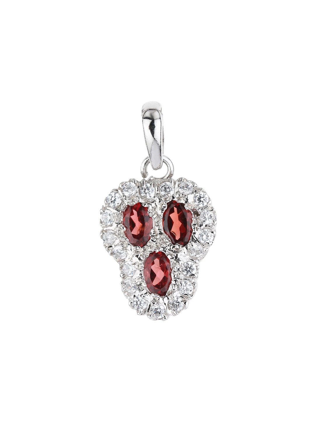 

Exotic India Faceted Garnet Gemstones with Cubic Zirconia Sterling Silver Pendant