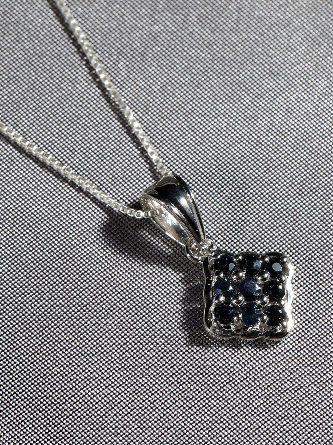 

Exotic India Faceted Blue Sapphire Small Gemstone Sterling Silver Pendant