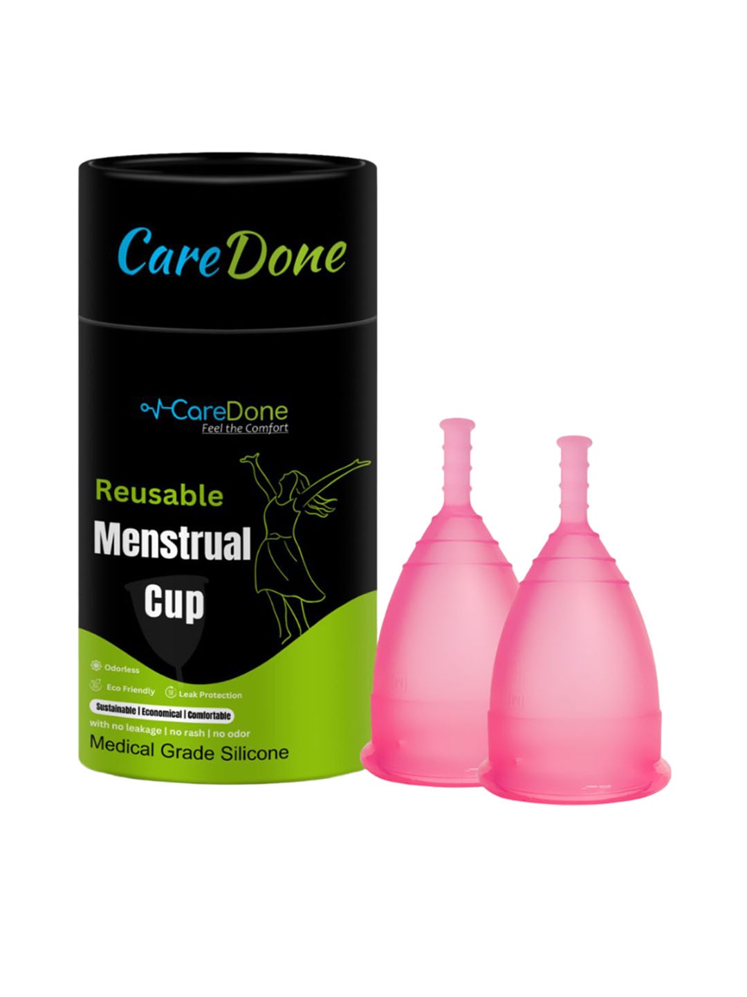 

CareDone Set Of 2 Reusable Leak Proof Menstrual Cup, Pink