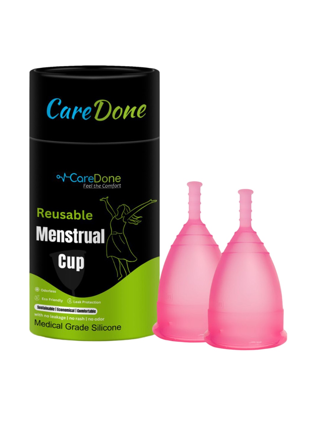 

CareDone Set Of 2 Reusable Leak Proof Menstrual Cup, Pink