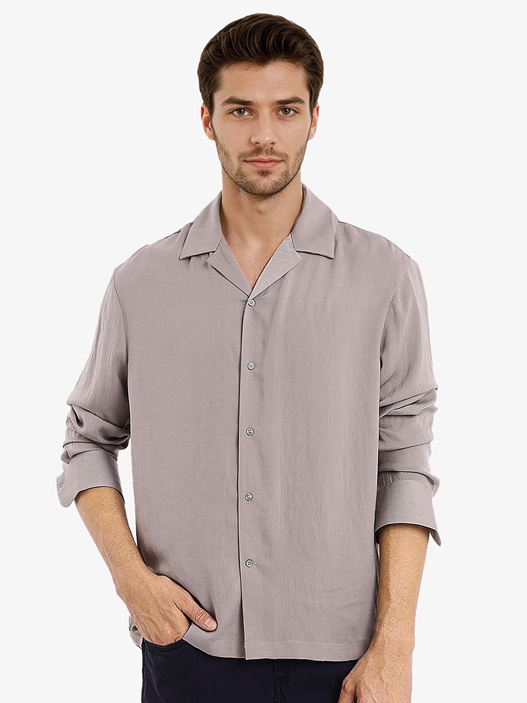 

RARE RABBIT Men Comfort Solid Casual Oversized Shirt, Grey