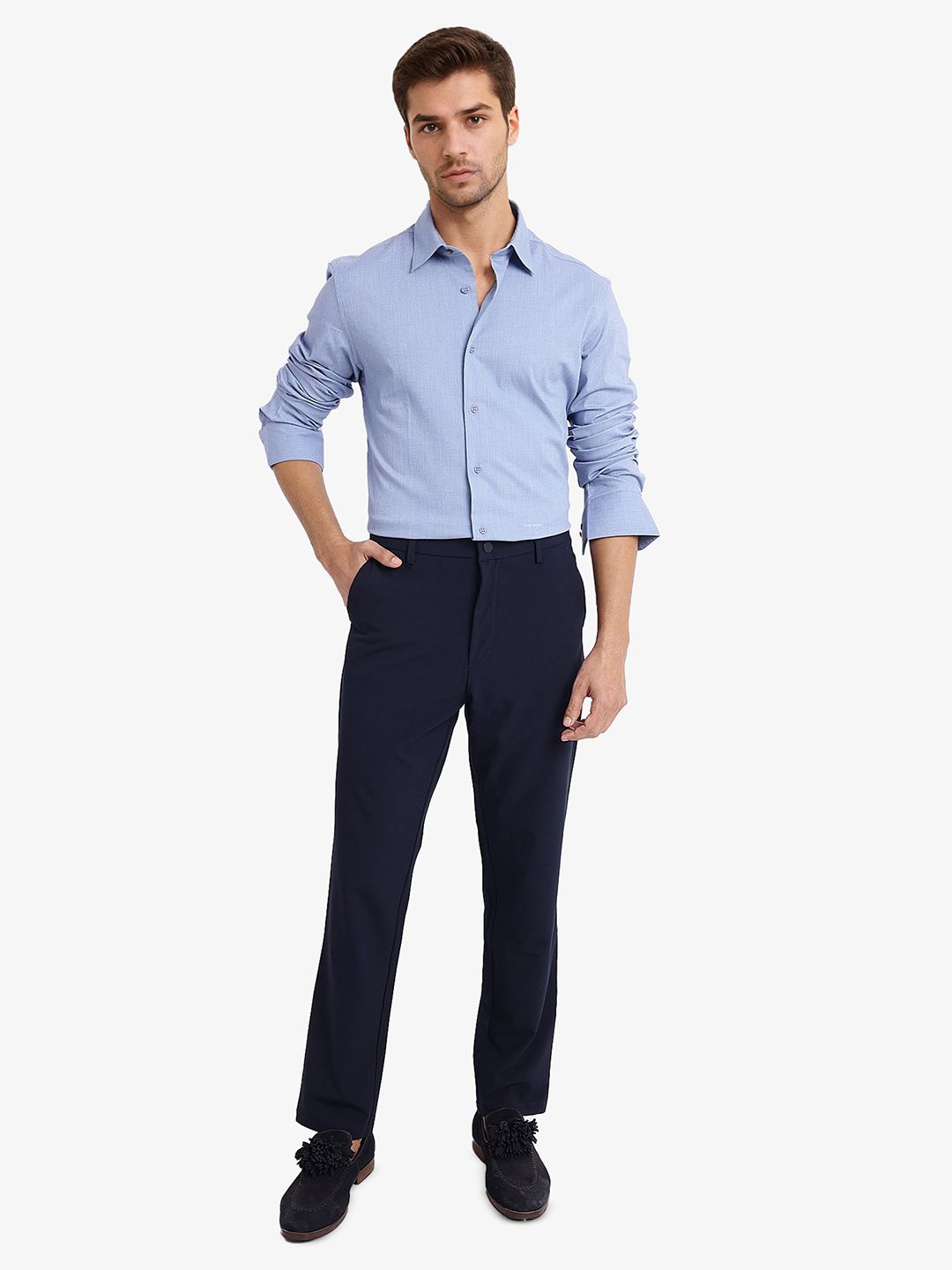 

RARE RABBIT Men Comfort Boxy Opaque Solid Casual Shirt, Blue