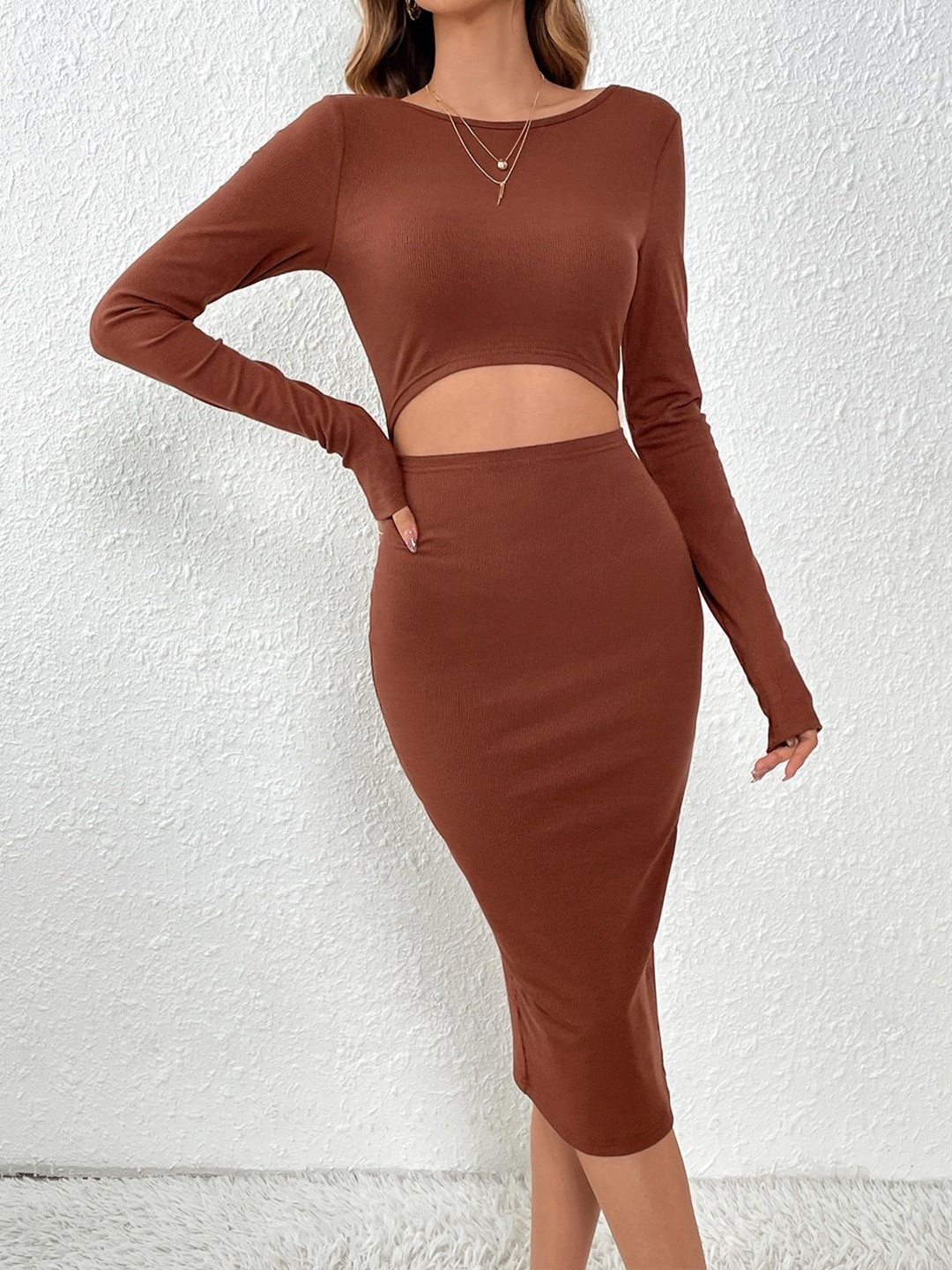 

StyleCast Pack of 6 Boat Neck Bodycon Midi Dress, Brown