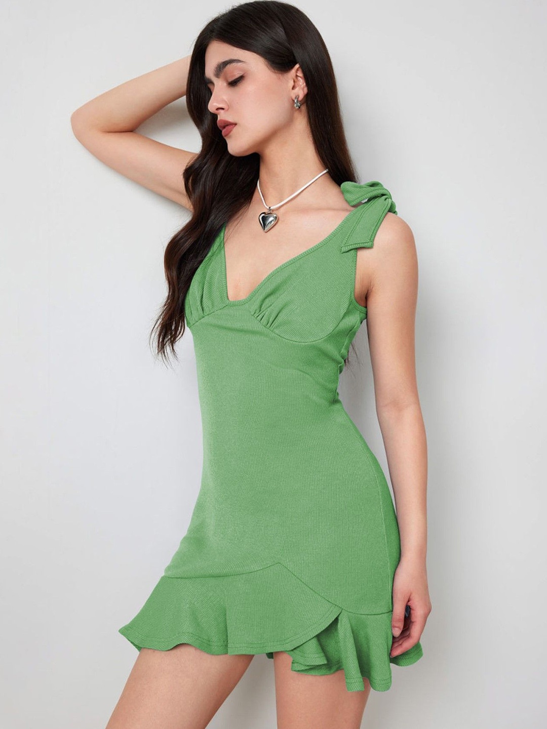 

StyleCast 6 Pcs Tie Up Mini Dress, Green