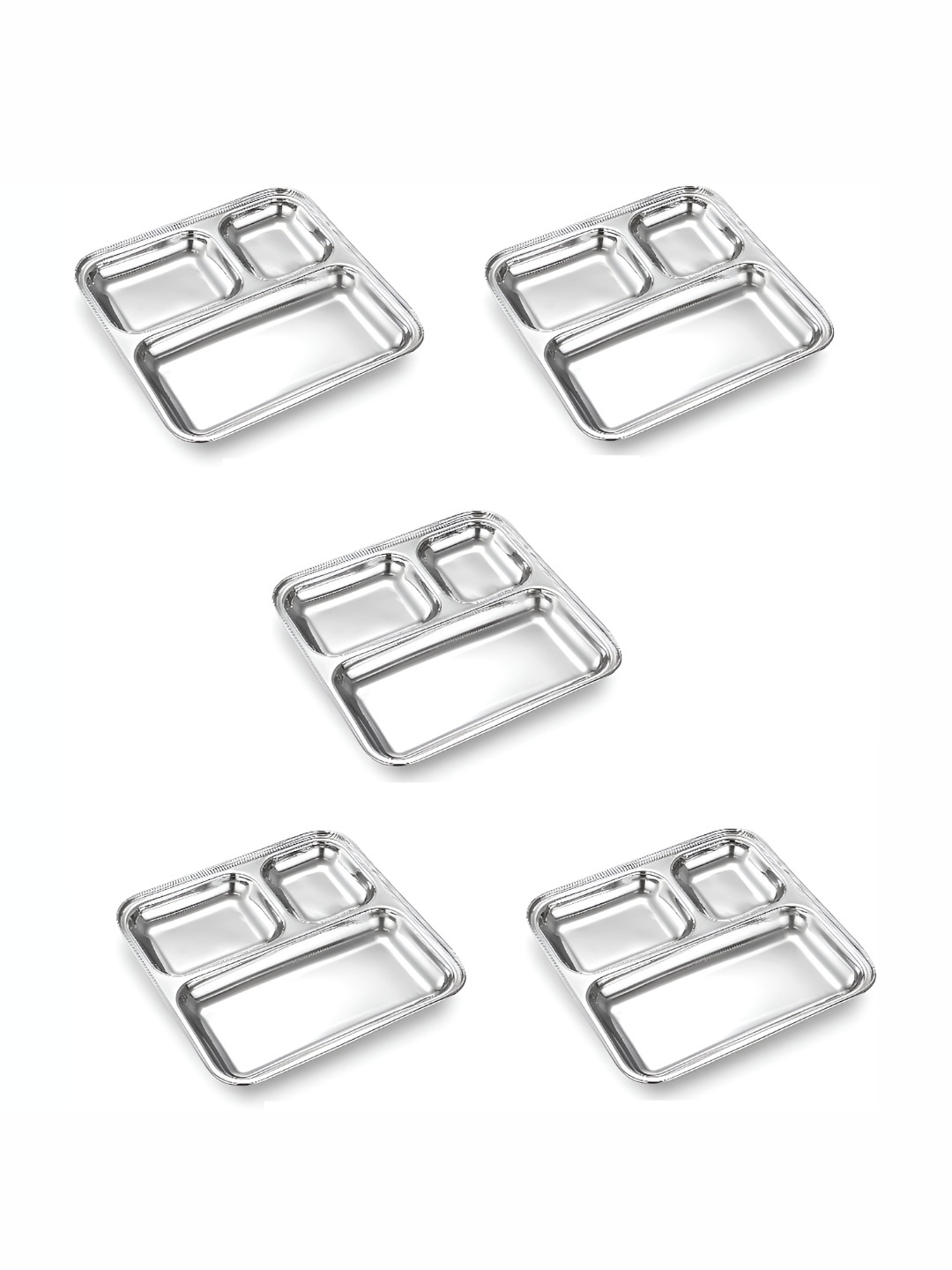 

Expresso Silver Toned 5 Pieces 3 Section Divided Heavy Duty Dinner Plates