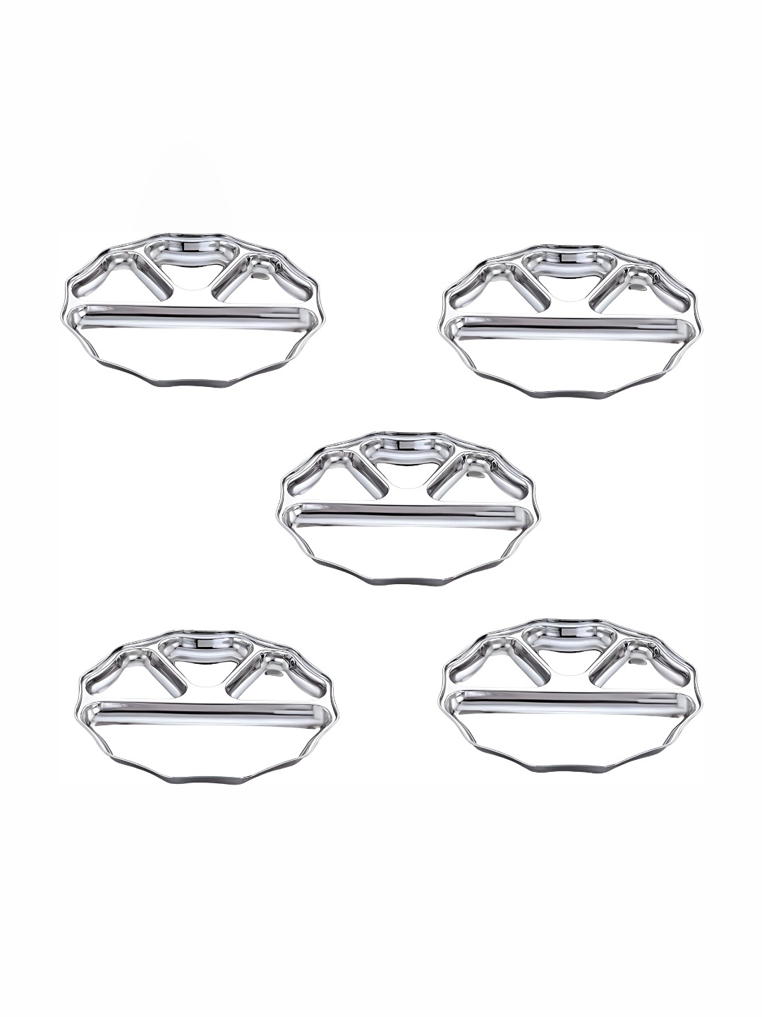 

Expresso Silver Toned 5 Pieces Heavy Duty 4 Sections Divided Dinner Plates