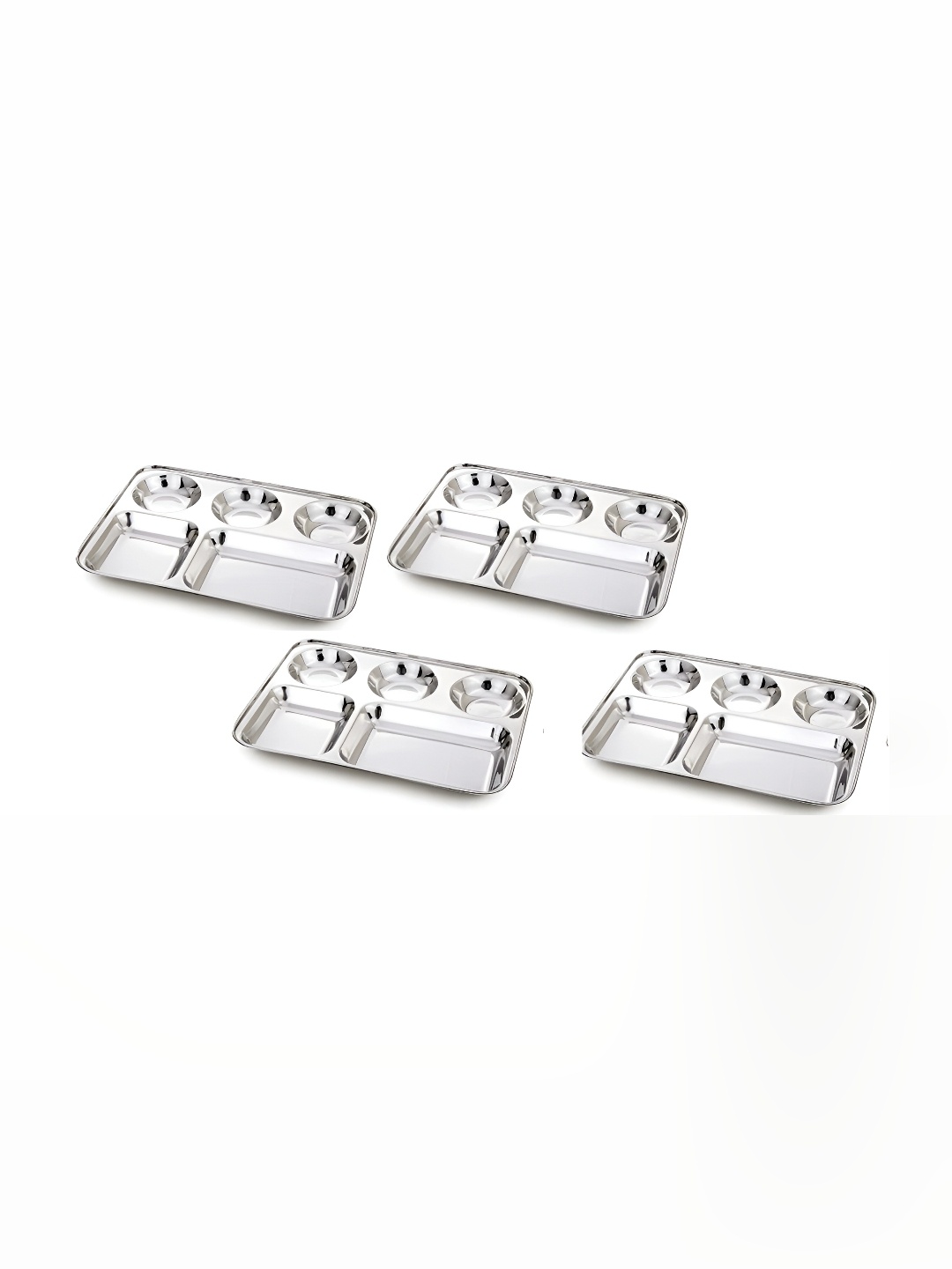 

Expresso 4 Pieces Stainless Steel Rectangle Glossy Dinner Plates, Silver