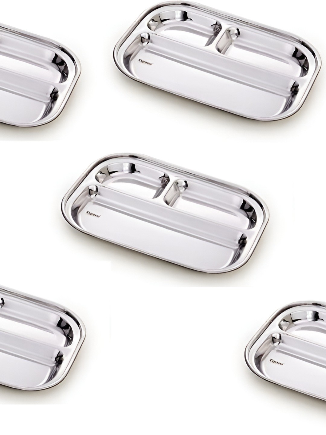

Expresso Silver Toned 5 Pieces Heavy Duty 3 Sections Divided Dinner Plates