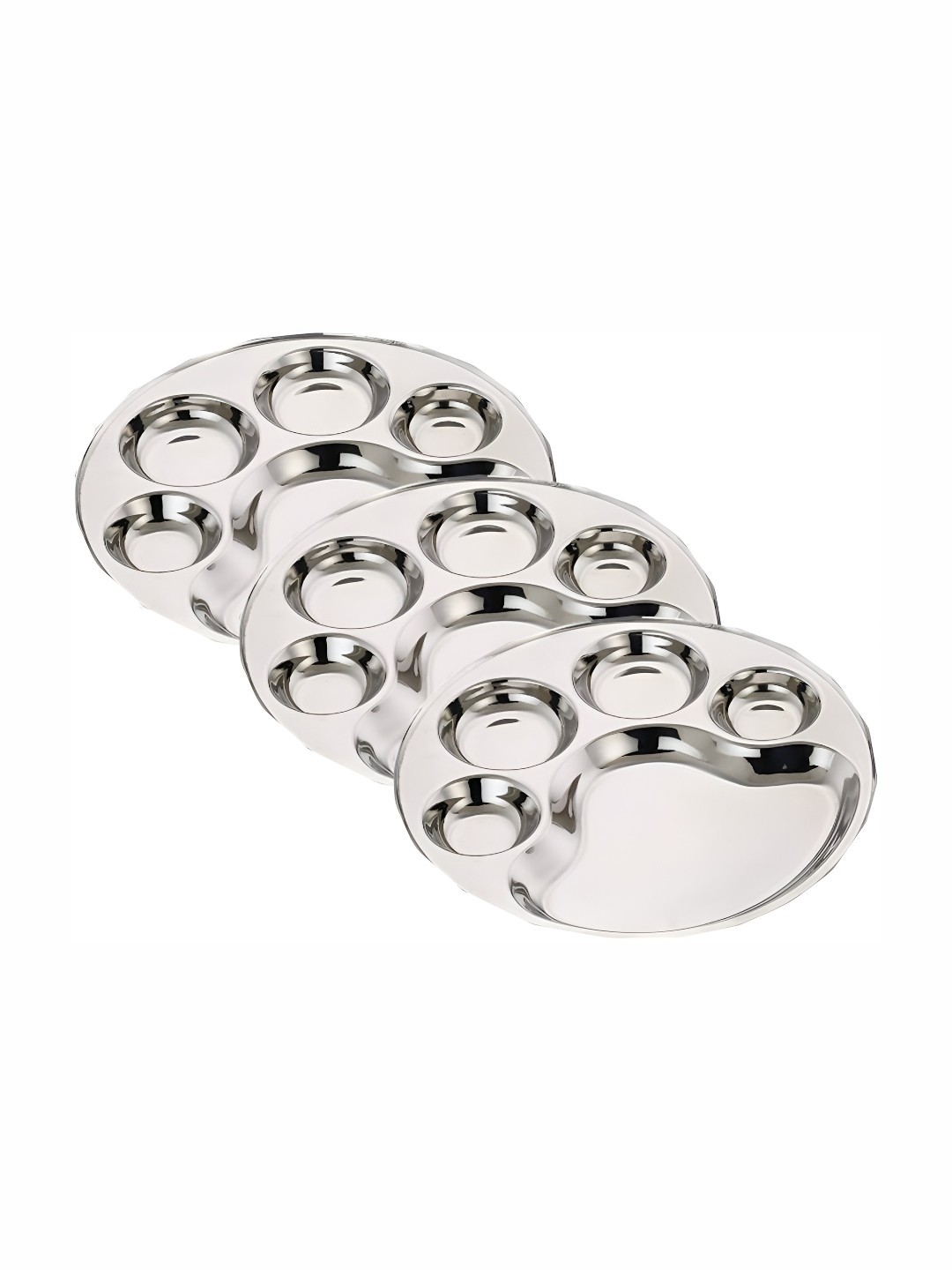 

Expresso Silver Toned 3 Pieces 5 Compartment Divided Dinner Plates