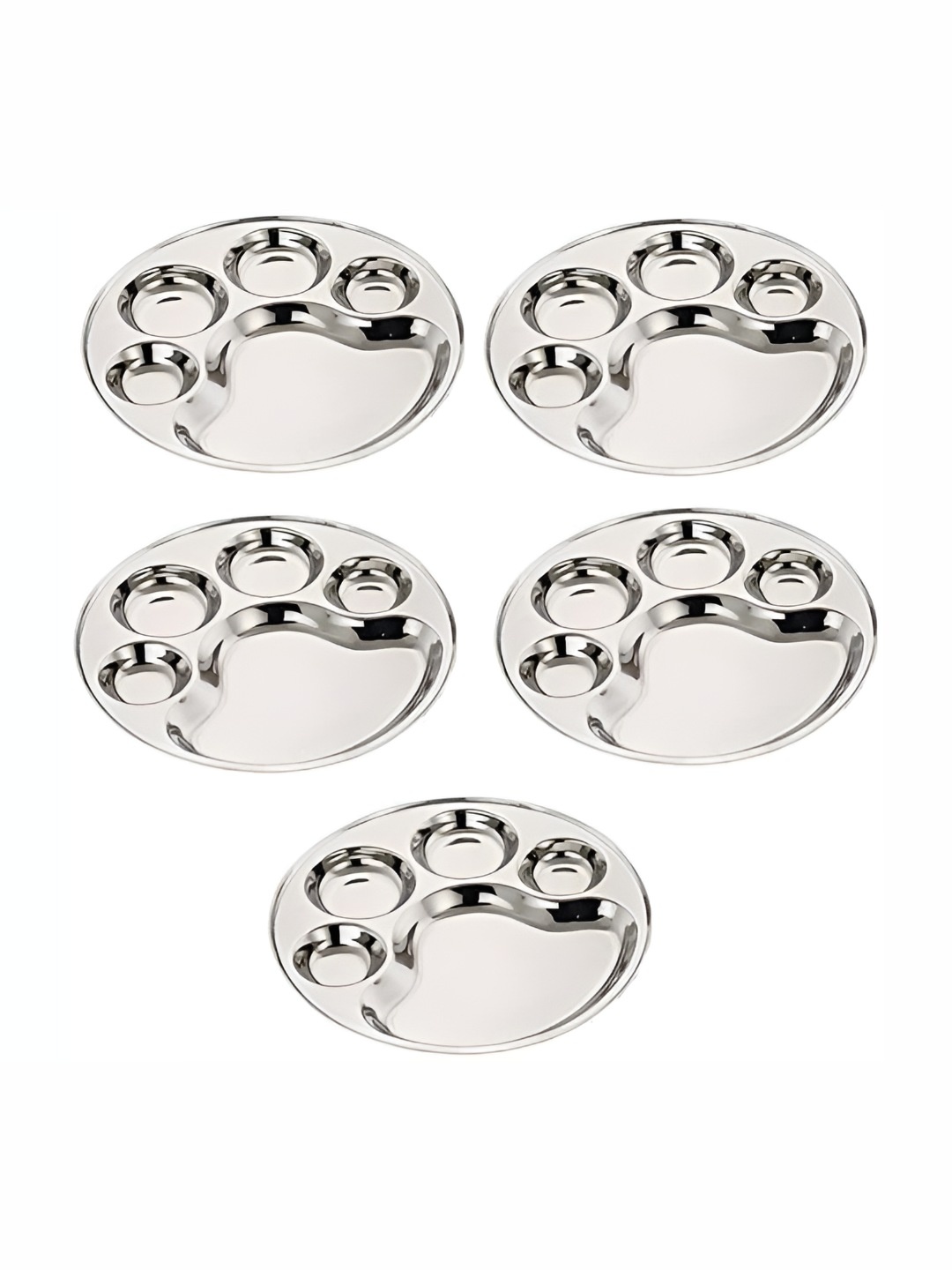 

Expresso 5 Pieces Stainless Steel 5 Sections Glossy Divided Plates, Silver