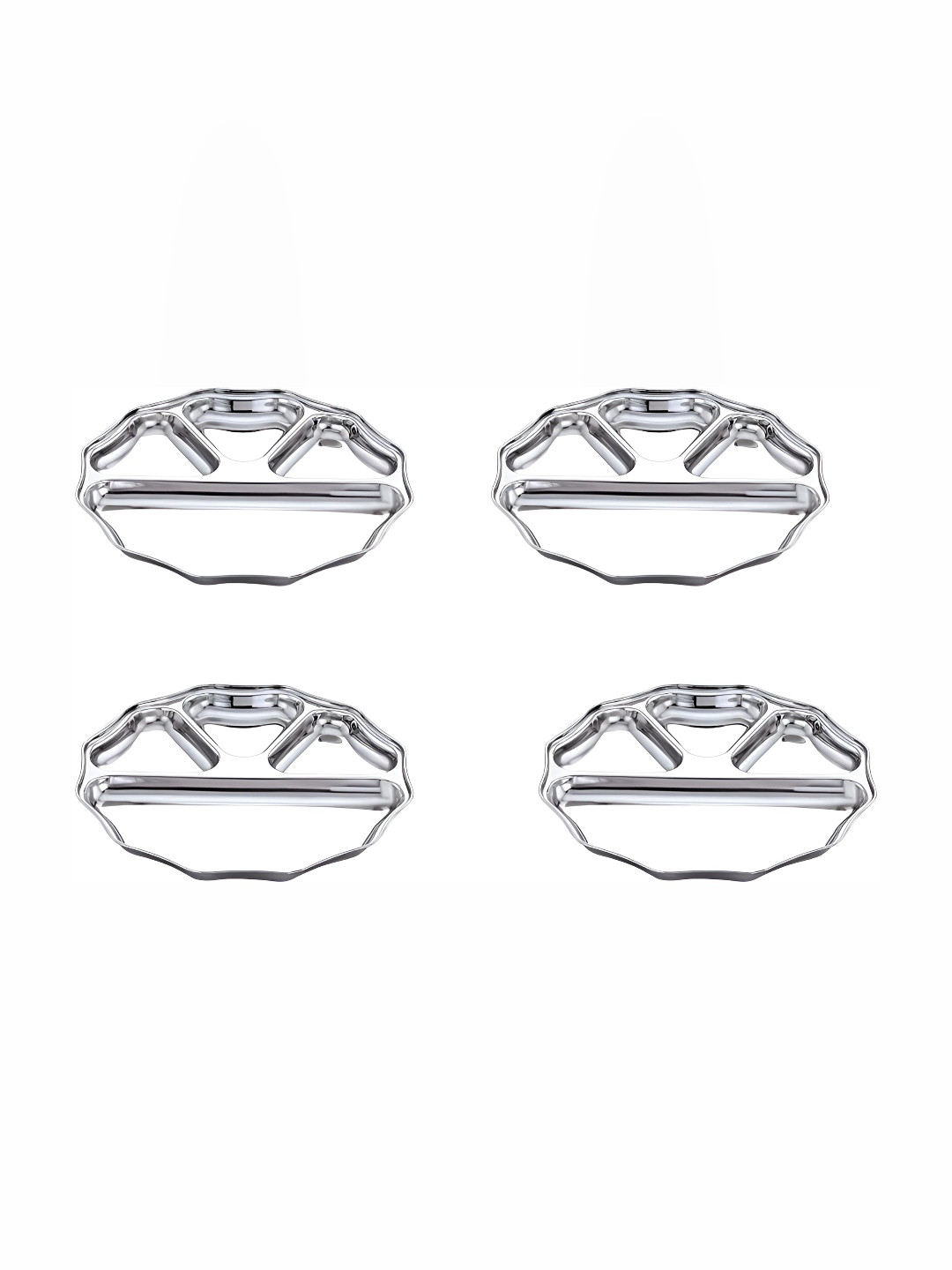 

Expresso Silver Toned 4 Pieces Heavy Duty 4 Sections Divided Dinner Plates