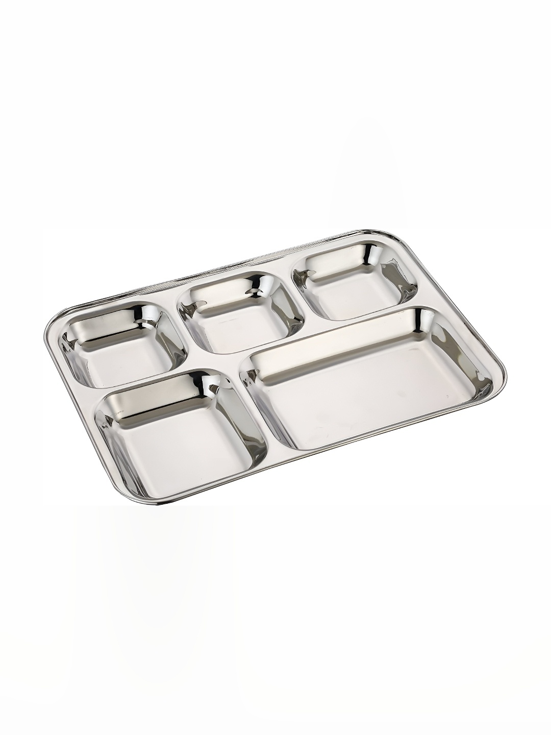 

Expresso 2 Pieces Stainless Steel 5- in -1 Compartment Divided Dinner Plates, Silver