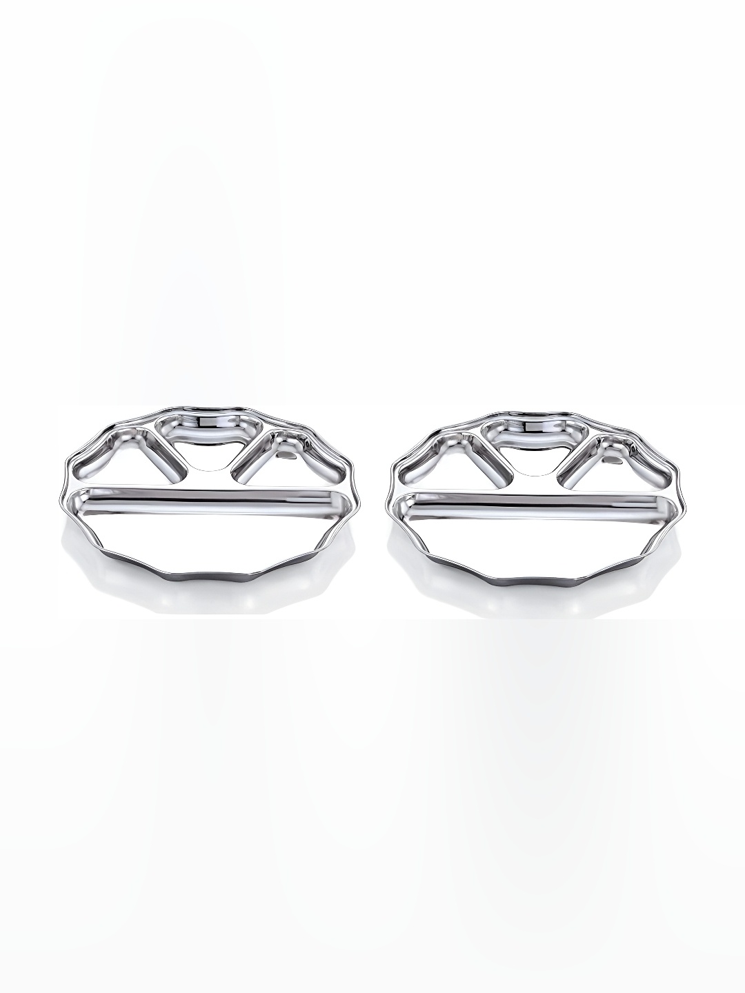

Expresso Silver Toned 2 Pieces Round Shaped 4 Sections Divided Plates