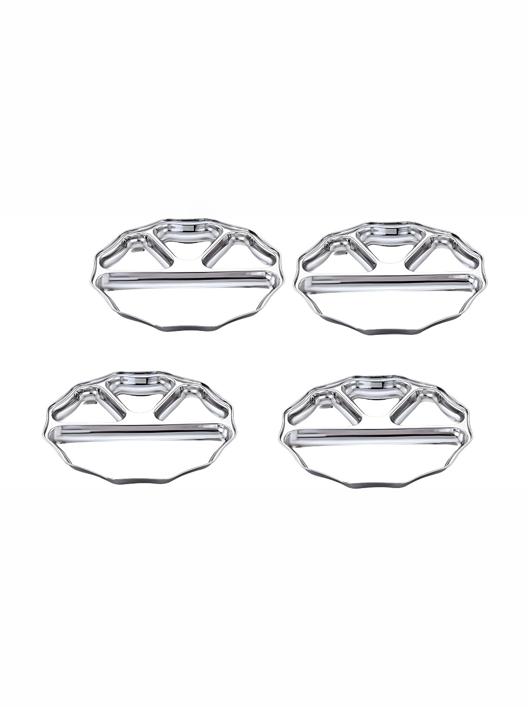 

Expresso Silver Toned 4 Pieces Heavy Duty 4 Sections Divided Plates