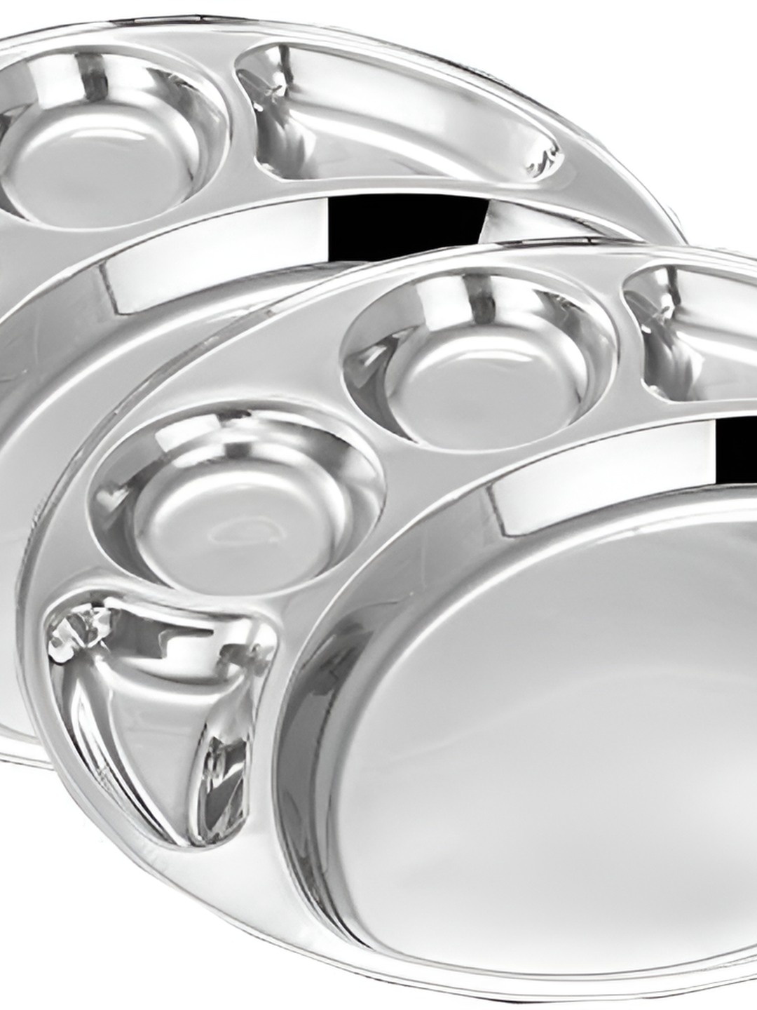 

Expresso 2 Pieces Stainless Steel 5 Sections Divided Plates, Silver