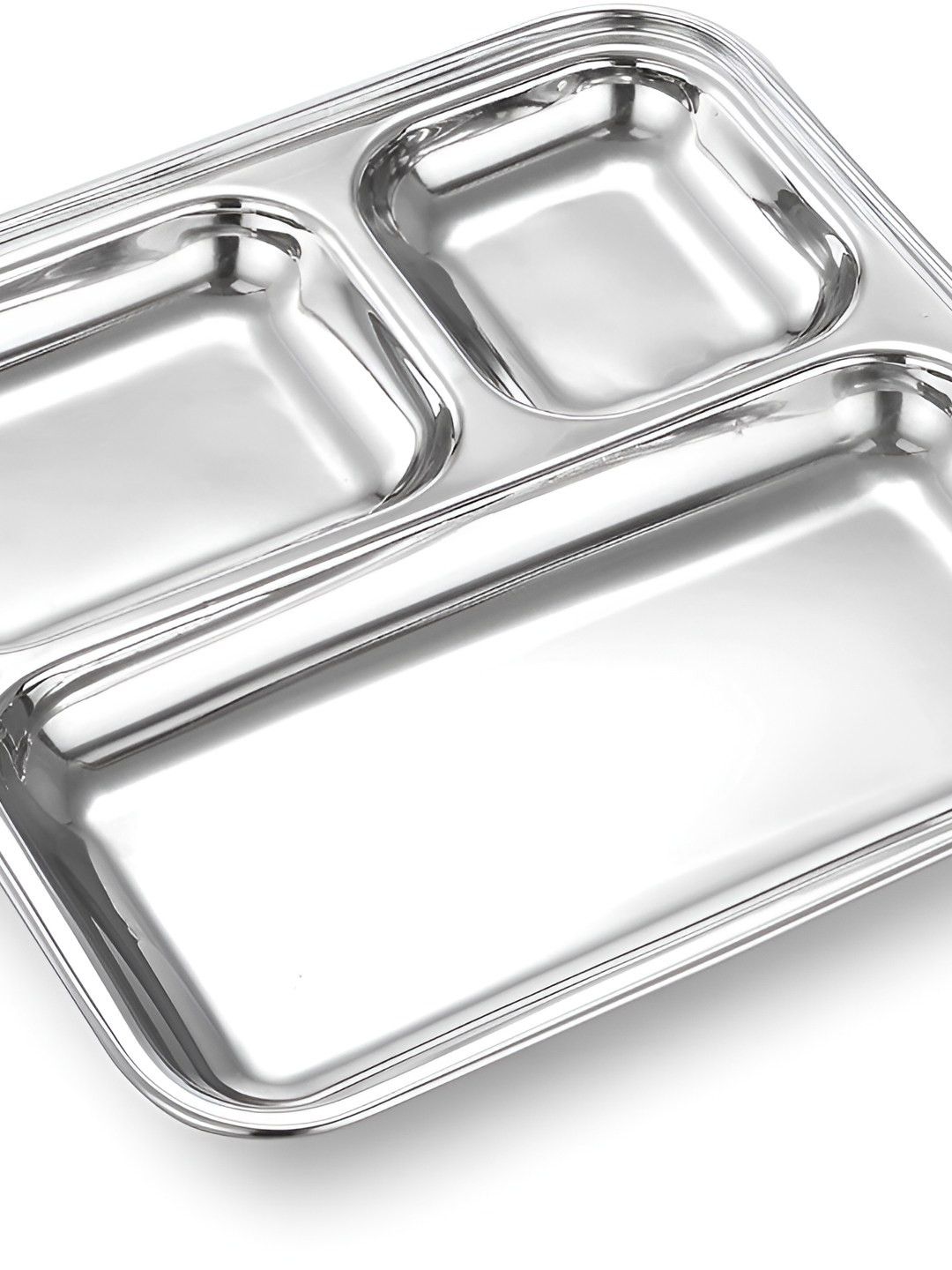 

Expresso 3 Pieces Stainless Steel 3 Sections Divided Glossy Plates, Silver