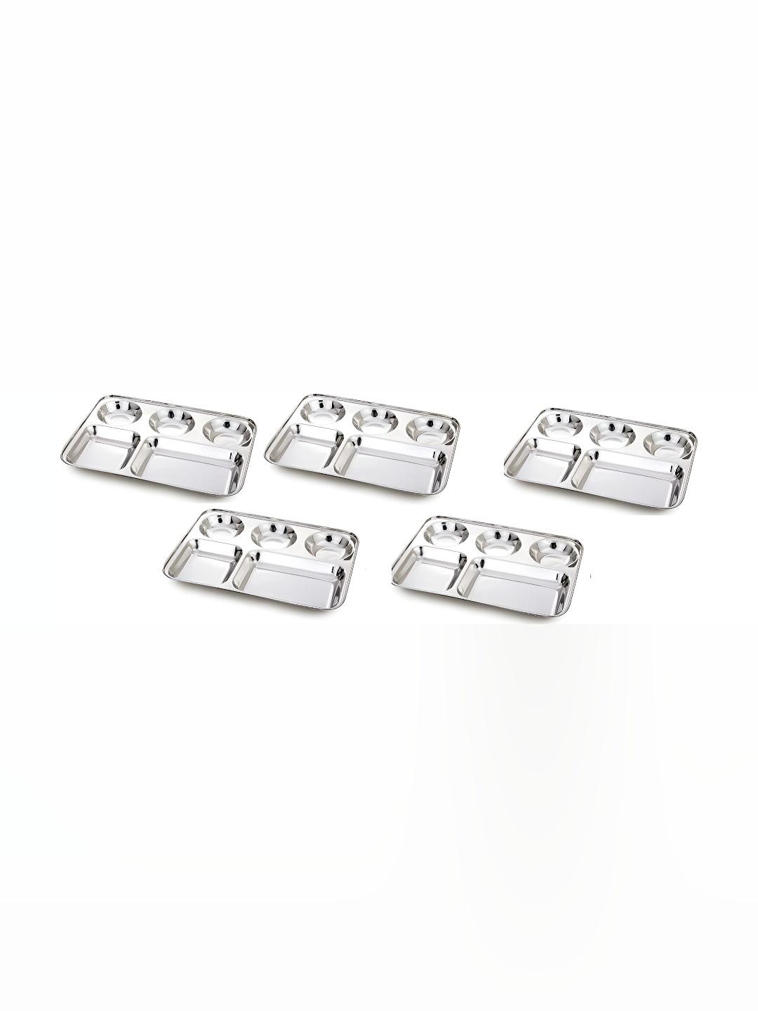 

Expresso 5 Pieces Stainless Steel 5 Sections Divided Plates, Silver