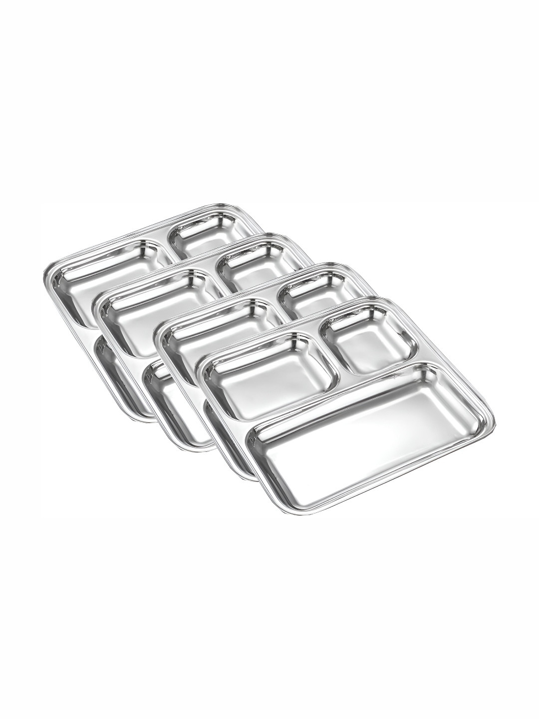 

Expresso Silver Toned 4 Pieces Heavy Duty 3 Sections Divided Plates