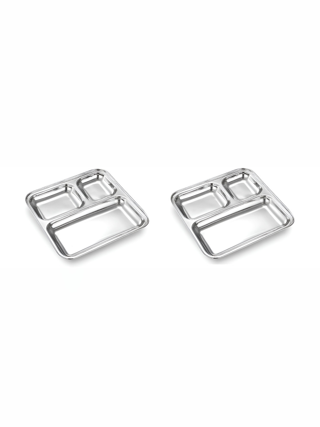 

Expresso Silver Toned 2 Pieces Round Shaped 3 Section Divided Heavy Duty Plates