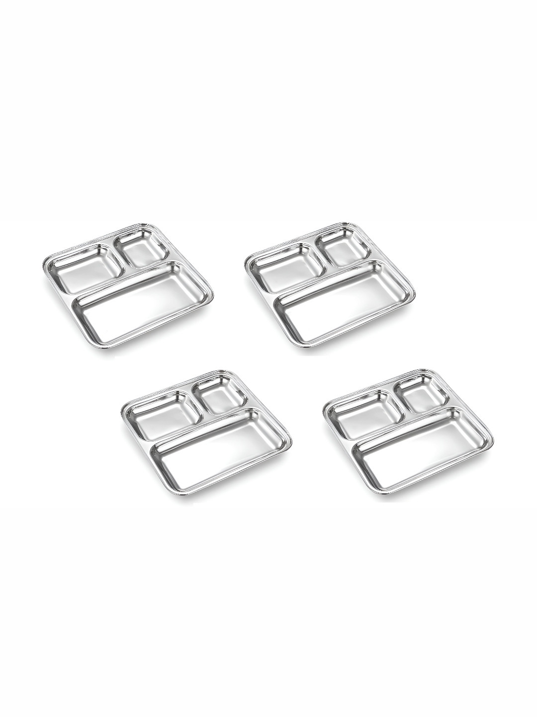 

Expresso Silver Toned 4 Pieces Heavy Duty 3 Sections Divided Plates