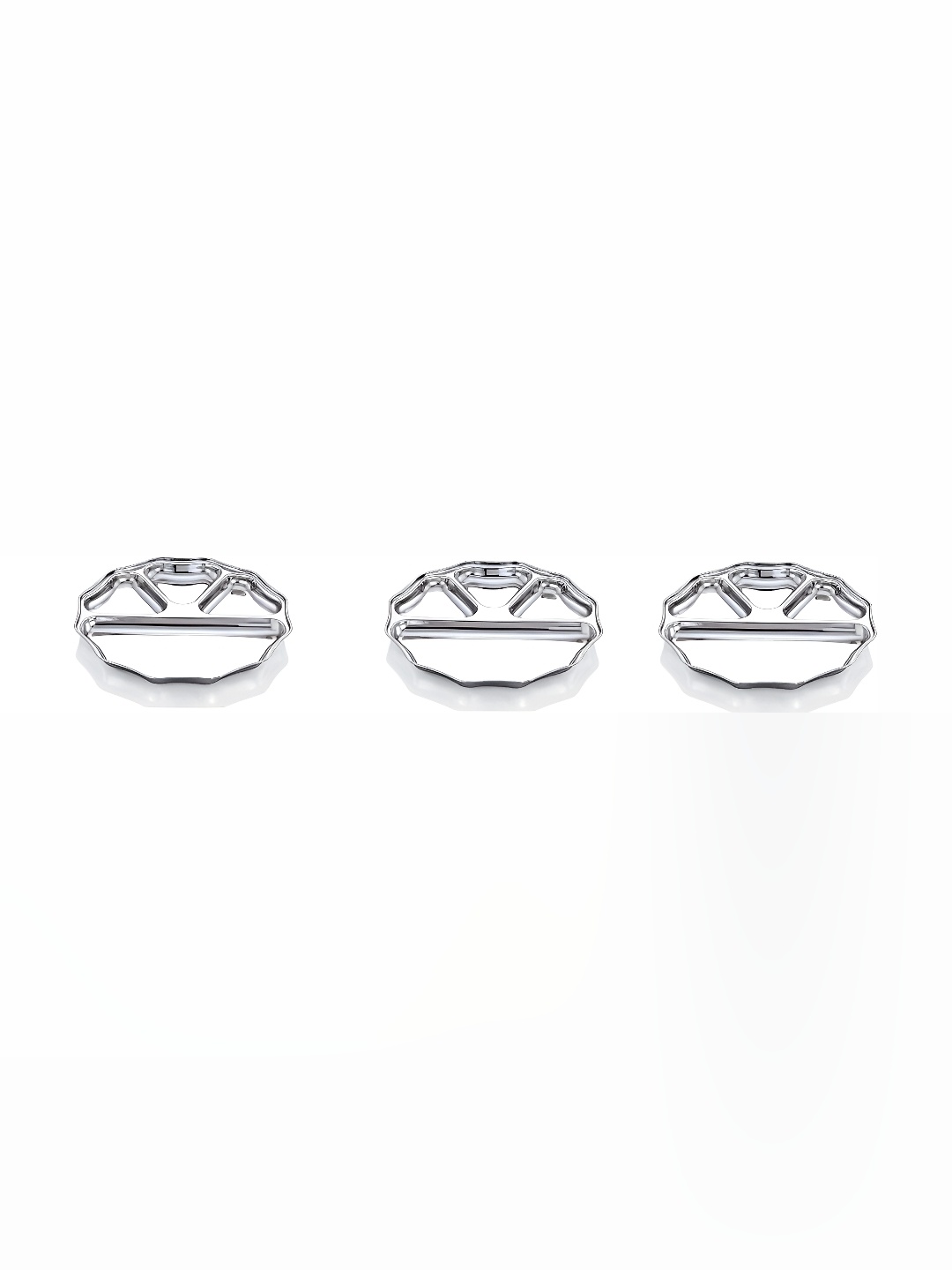 

Expresso 3 Pieces Stainless Steel 4 Sections Divided Plates, Silver