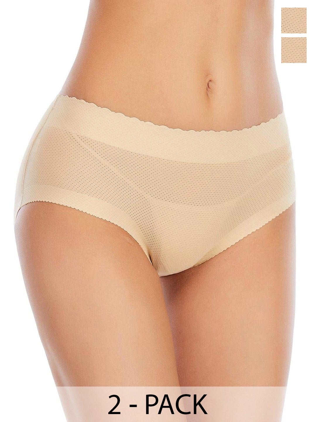 

CareDone Women Pack Of 2 Padded Briefs Shapewear, Cream