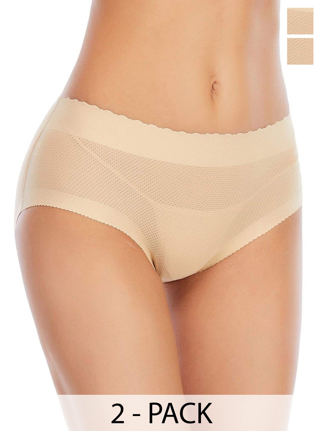 

CareDone Women's Pack Of 2 Padded Briefs Shapewear, Cream