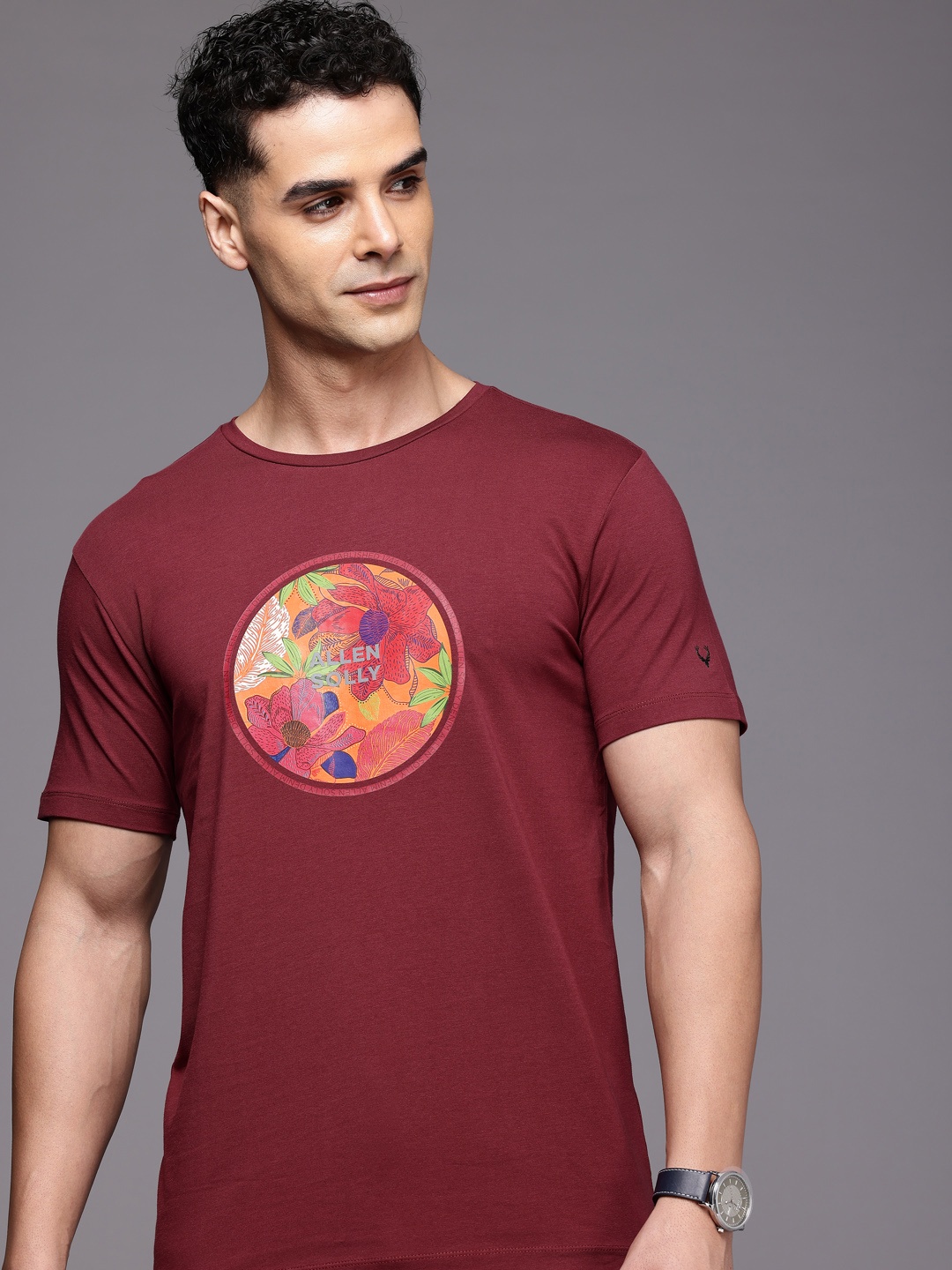 

Allen Solly Floral Printed Slim Fit T-shirt, Maroon