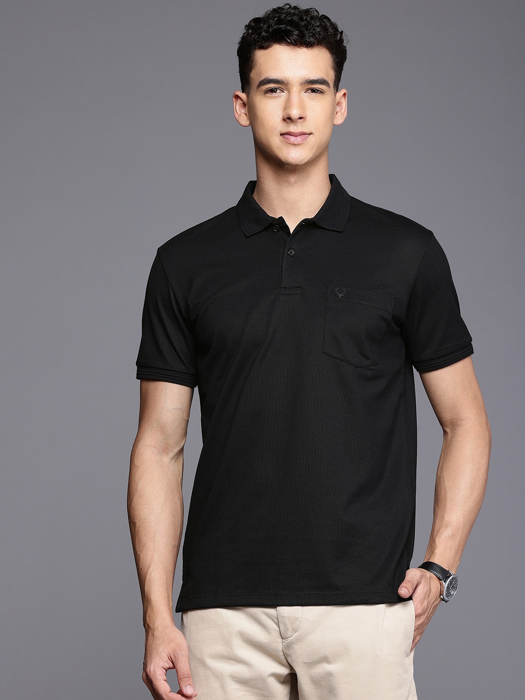 

Allen Solly Polo Collar T-shirt With Chest Pocket, Black