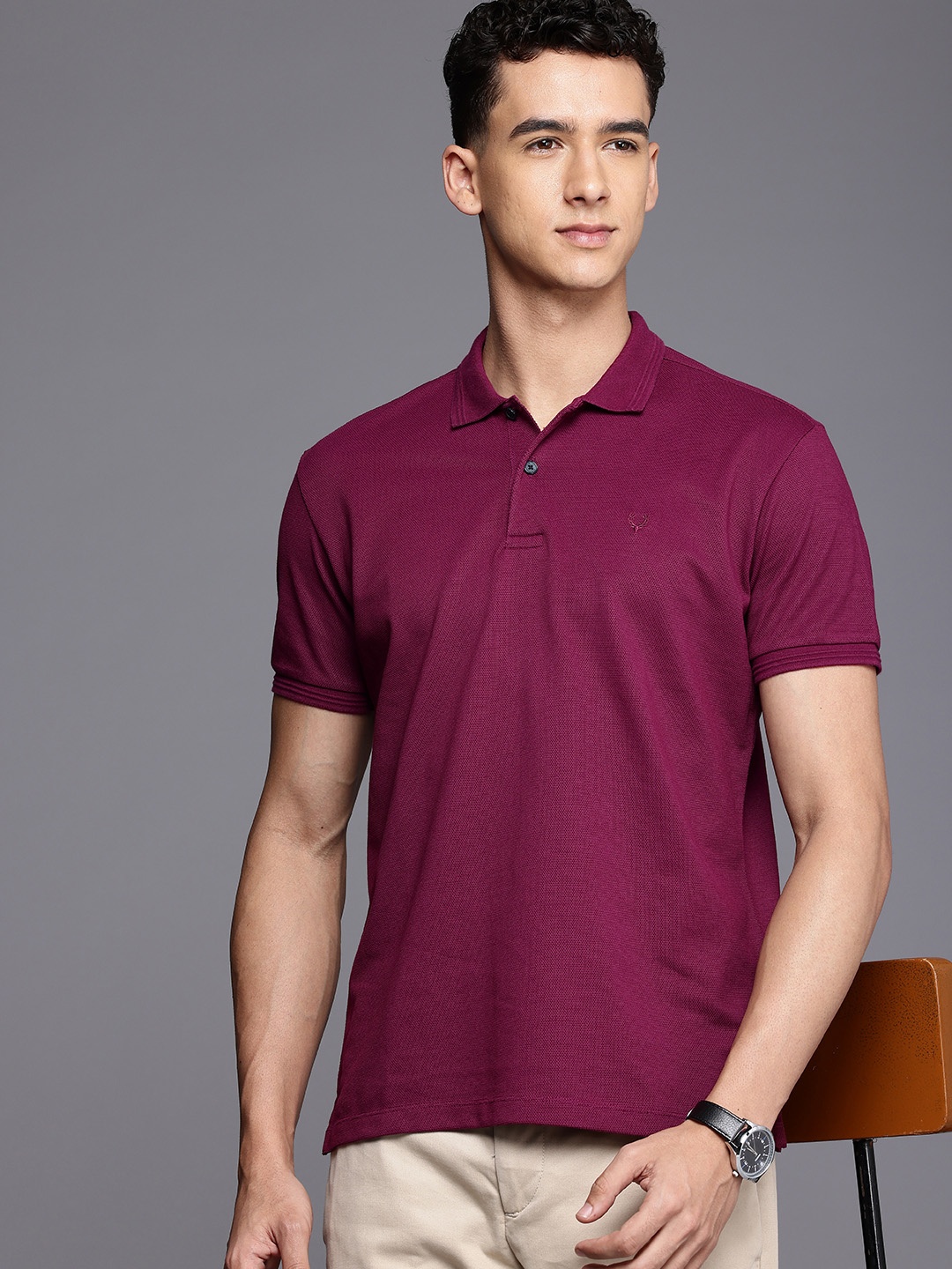 

Allen Solly Self Design Polo Collar Casual T-shirt, Purple