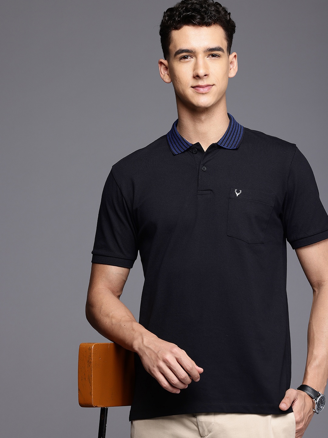 

Allen Solly Polo Collar Pocket Casual T-shirt, Black