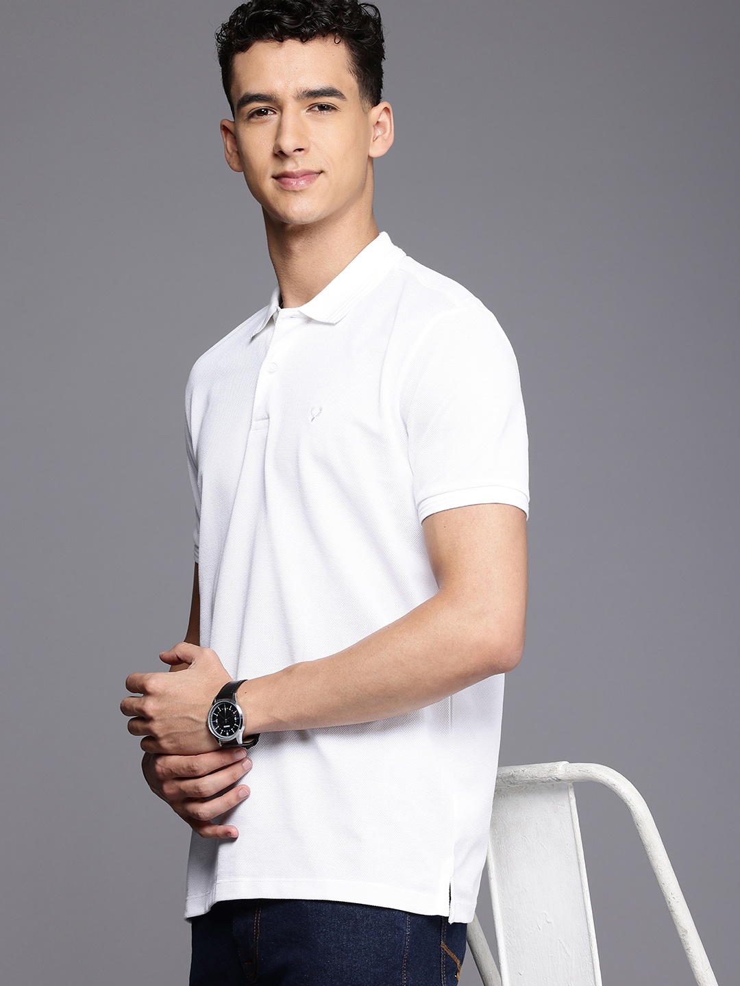 

Allen Solly Self Design Polo Collar T-shirt, White