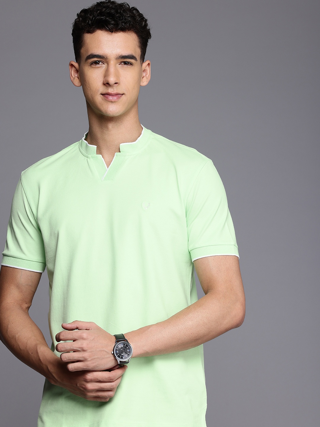 

Allen Solly Mandarin Collar Casual T-shirt, Green