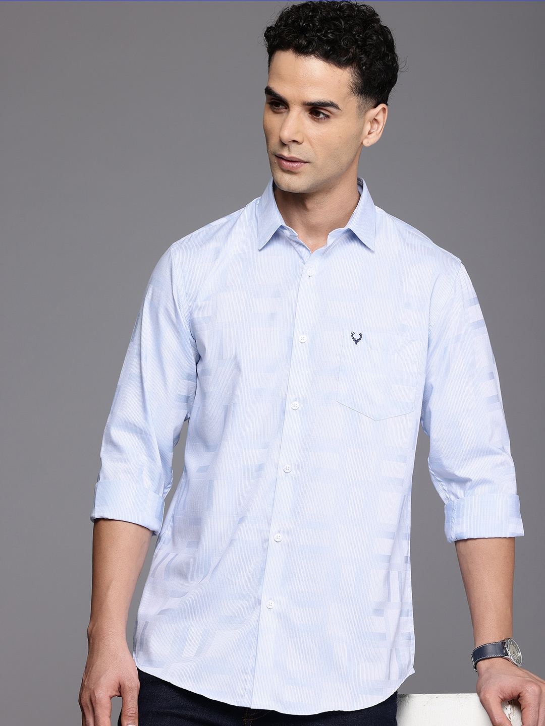 

Allen Solly Classic Opaque Striped Pure Cotton Casual Shirt, Blue