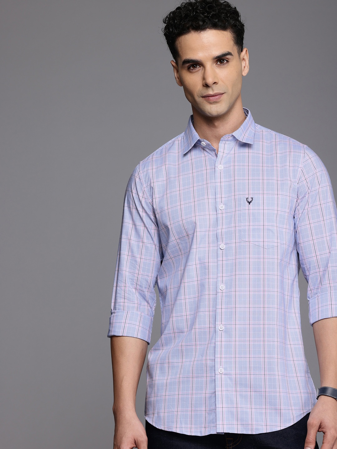 

Allen Solly Slim Fit Opaque Checked Casual Shirt, Blue
