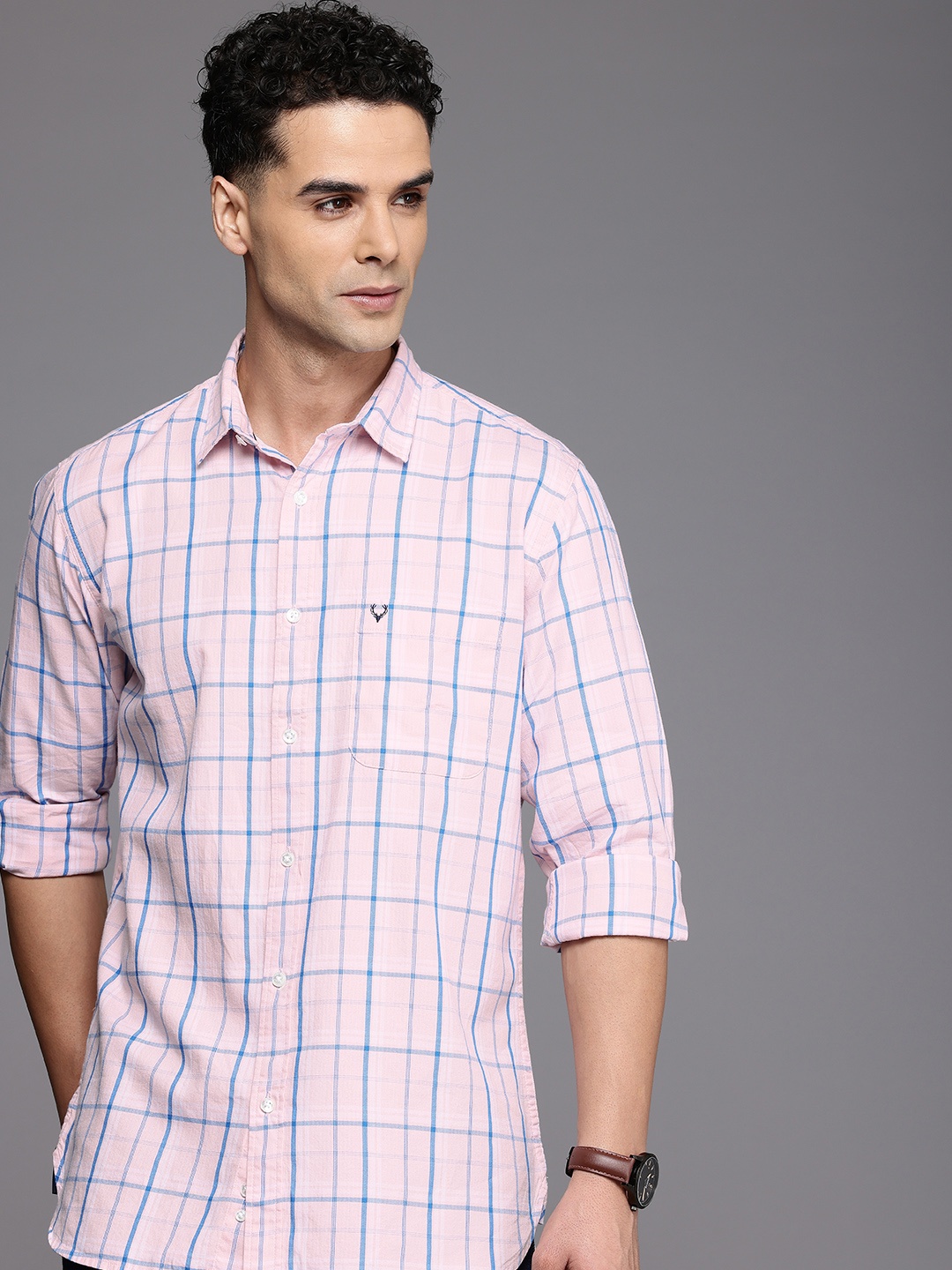 

Allen Solly Classic Opaque Checked Pure Cotton Casual Shirt, Pink