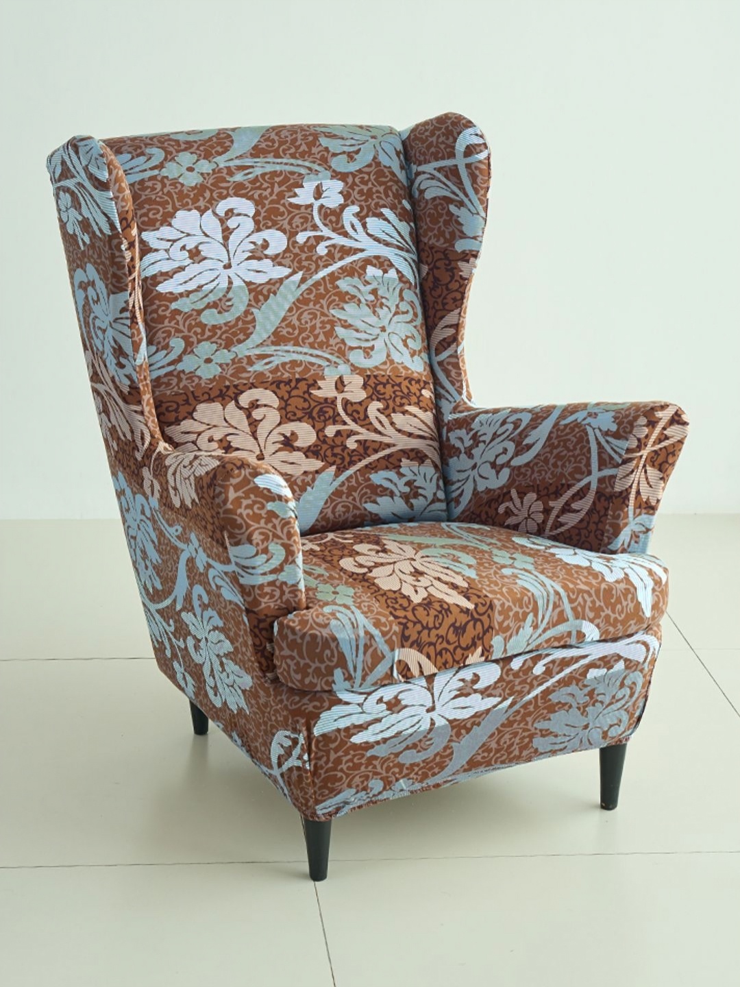 

HOKIPO Grown Printed 140 GSM Wingback Chair Cover, Brown