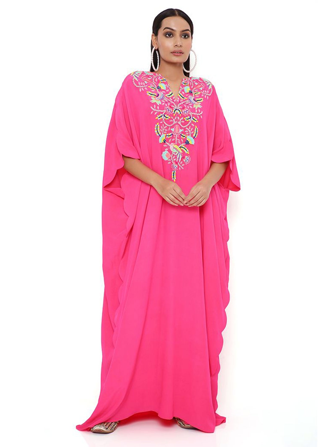 

Payal Singhal Embroidered Kimono Sleeve Kaftan Maxi Dress, Pink