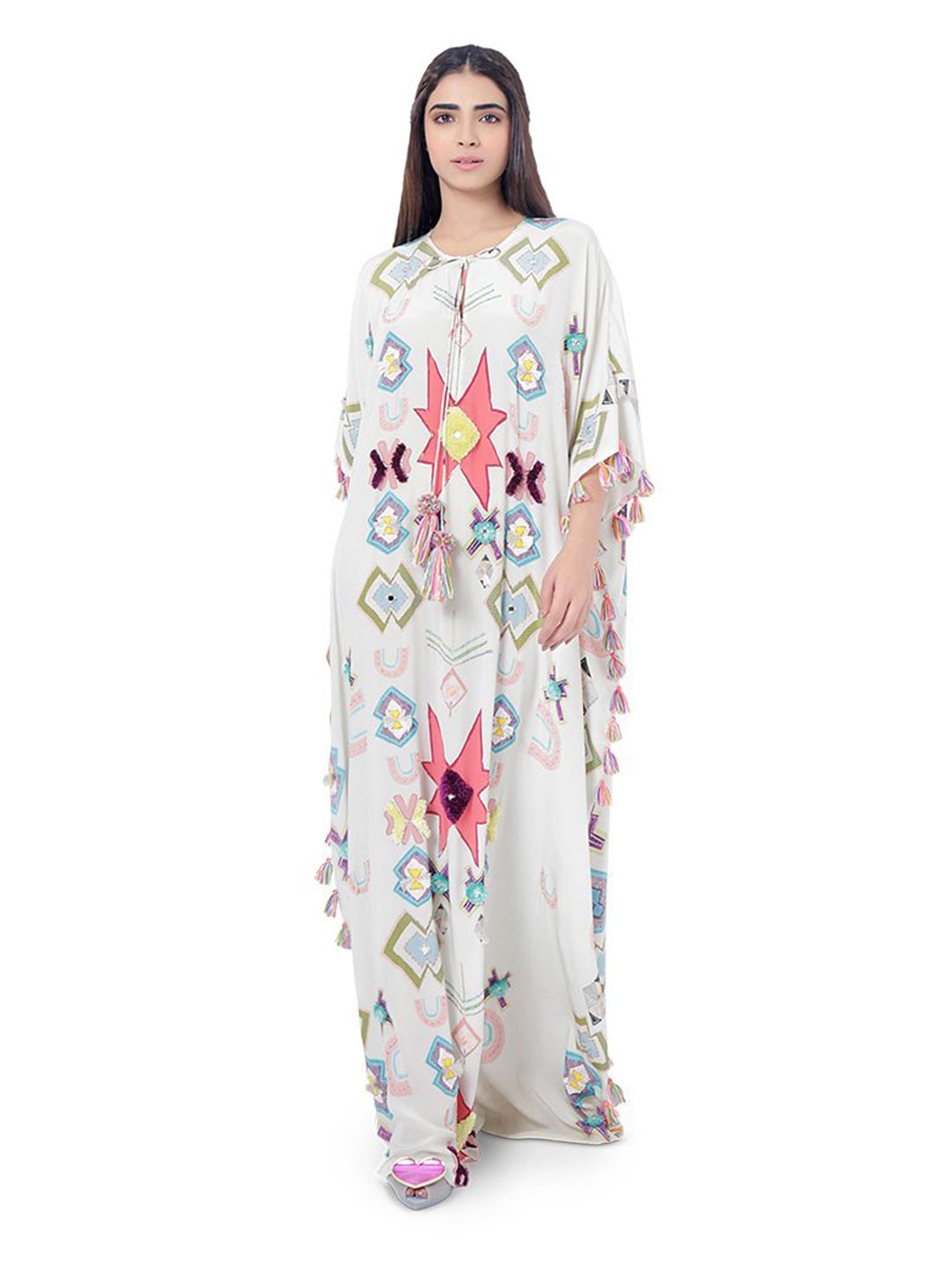 

Payal Singhal Geometric Kaftan Maxi Dress, White