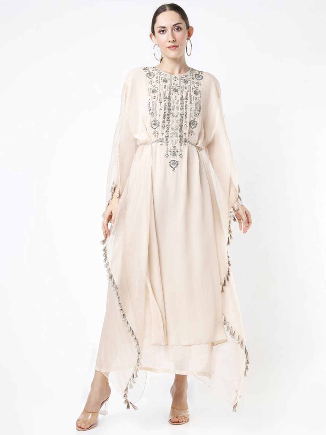 

Payal Singhal Round Neck Embroidered Kaftan Dress, Off white