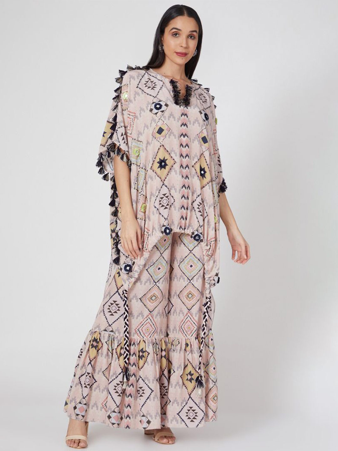 

Payal Singhal Embellished Tunic and Palazzo Co-Ords, Pink