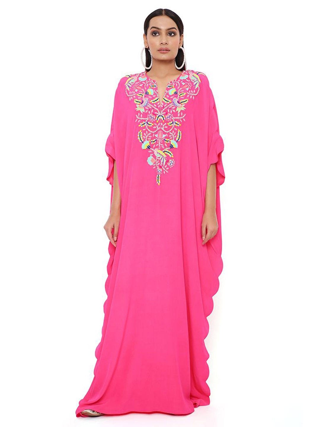 

Payal Singhal Embroidered Kimono Sleeve Kaftan Maxi Dress, Pink