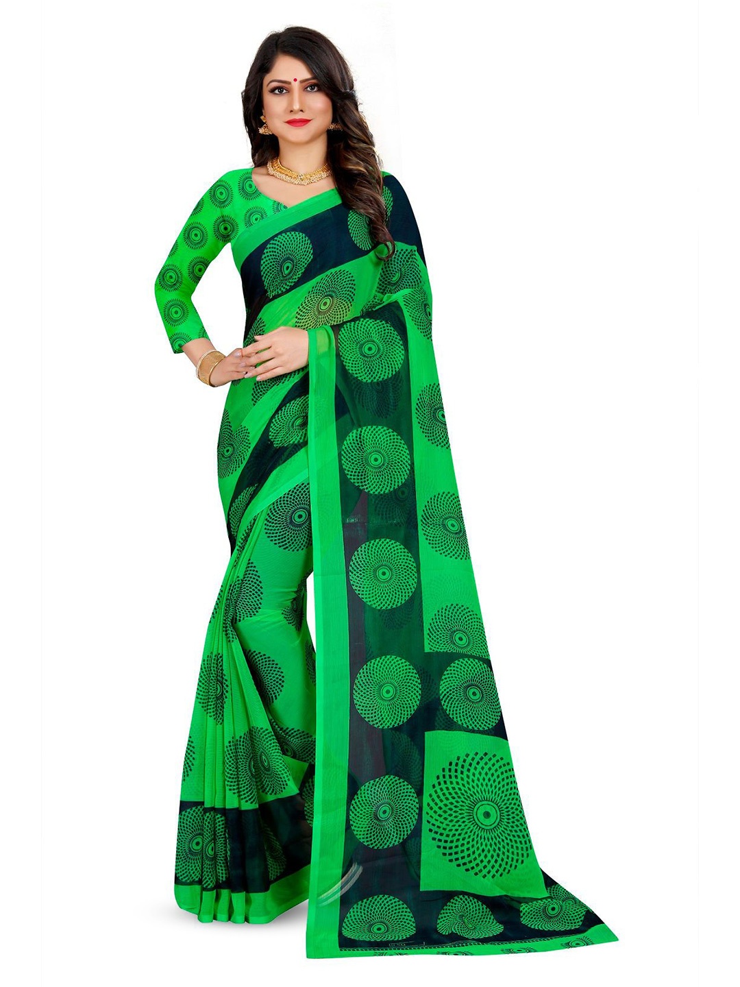 

RUNAYA NX Pure Georgette Saree, Green