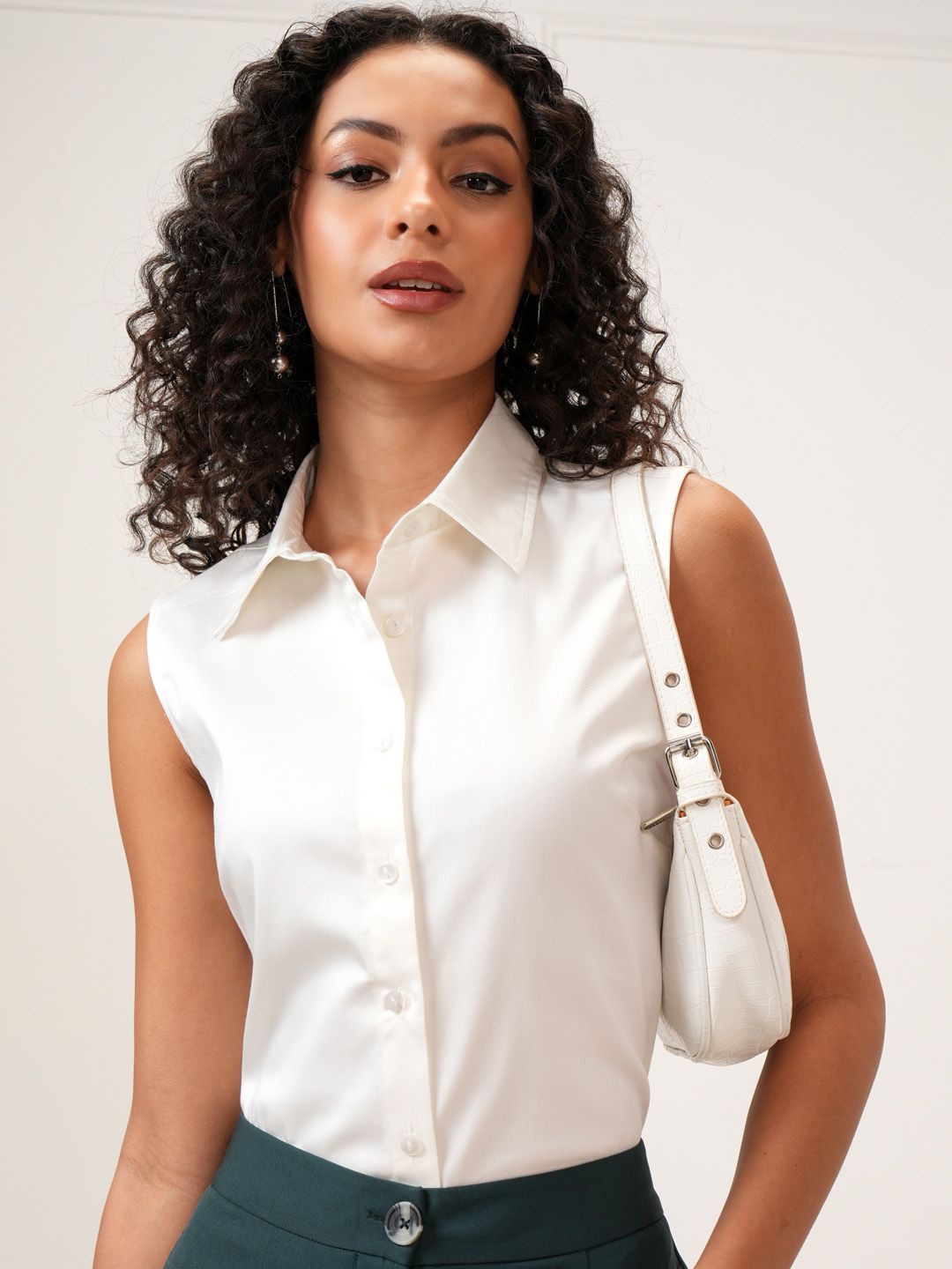 

CHIC BY TOKYO TALKIES Women Spread Collar Solid Cotton Casual Shirt, Off white