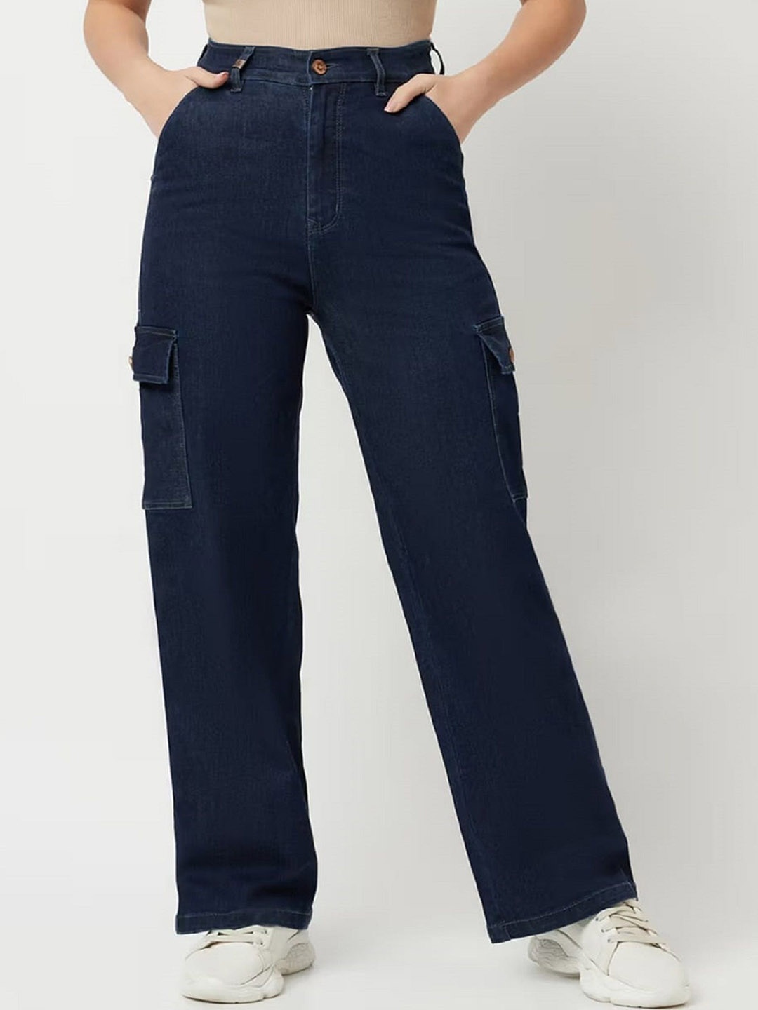 

Perfect Outlet Women Straight Fit High-Rise Stretchable Jeans, Navy blue