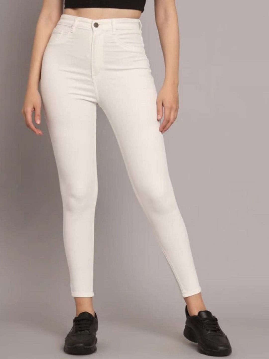 

Perfect Outlet Women High-Rise Low Distress Stretchable Jeans, White